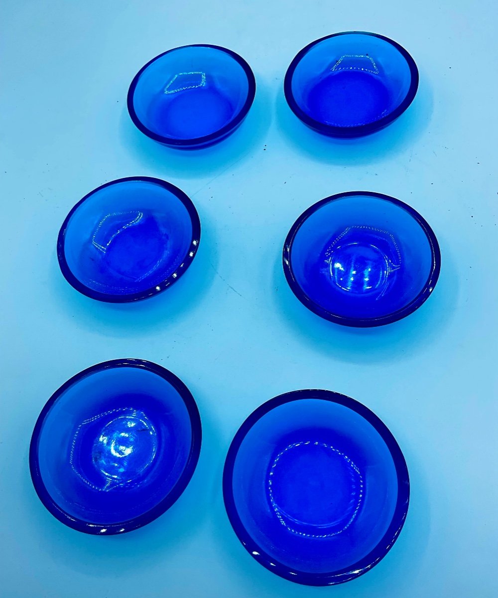 Morano glass small dishes set of 6, in dark blue saphire-photo-3