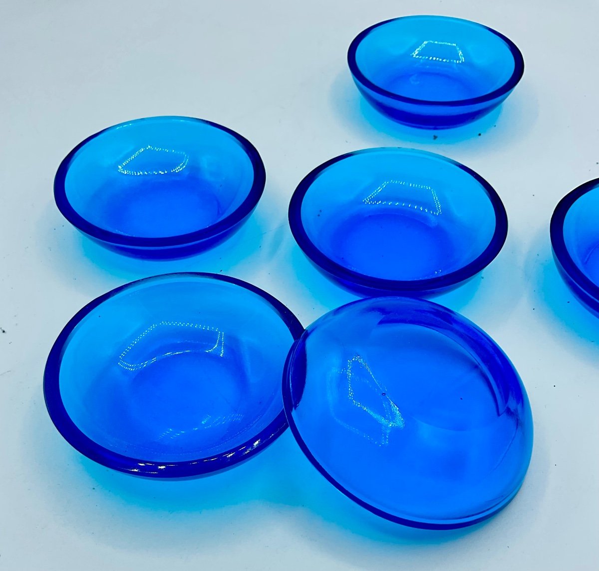 Morano glass small dishes set of 6, in dark blue saphire-photo-4