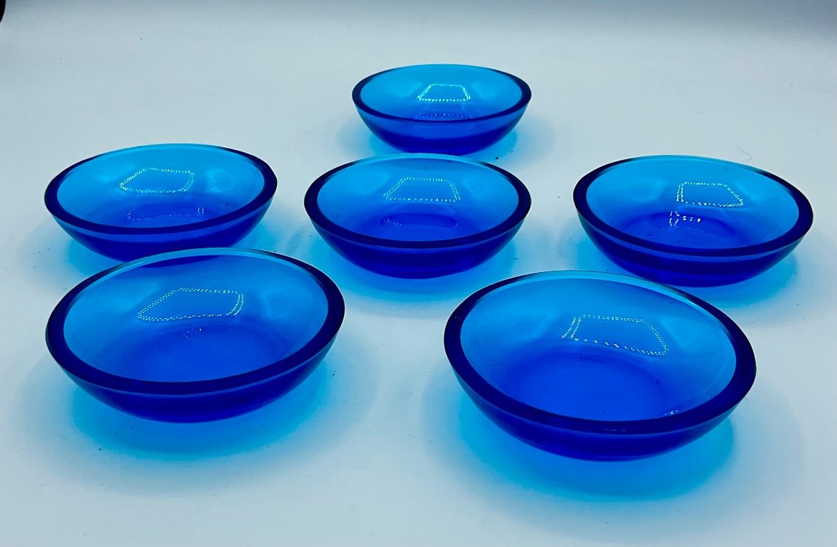 Morano glass small dishes set of 6, in dark blue saphire-photo-1