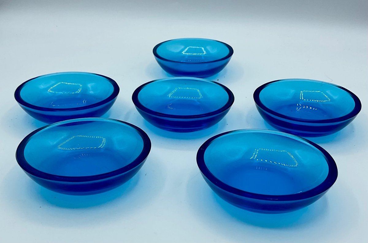 Morano glass small dishes set of 6, in dark blue saphire-photo-2