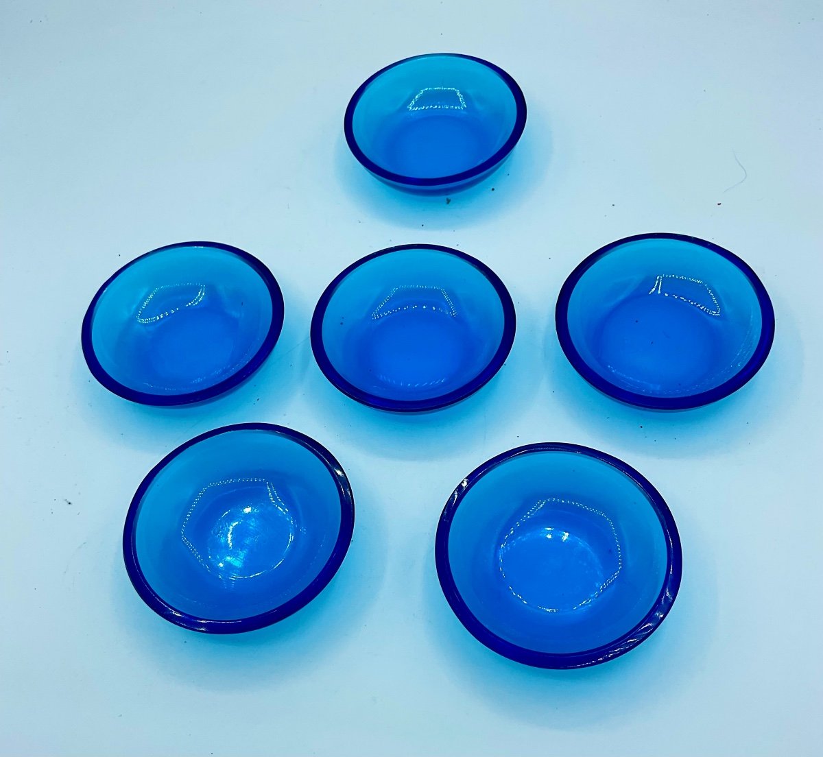 Morano glass small dishes set of 6, in dark blue saphire-photo-3