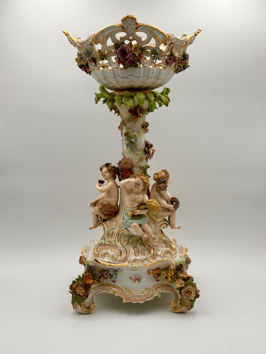 Antico Meissen porcellana centrotavola vaso.-photo-2