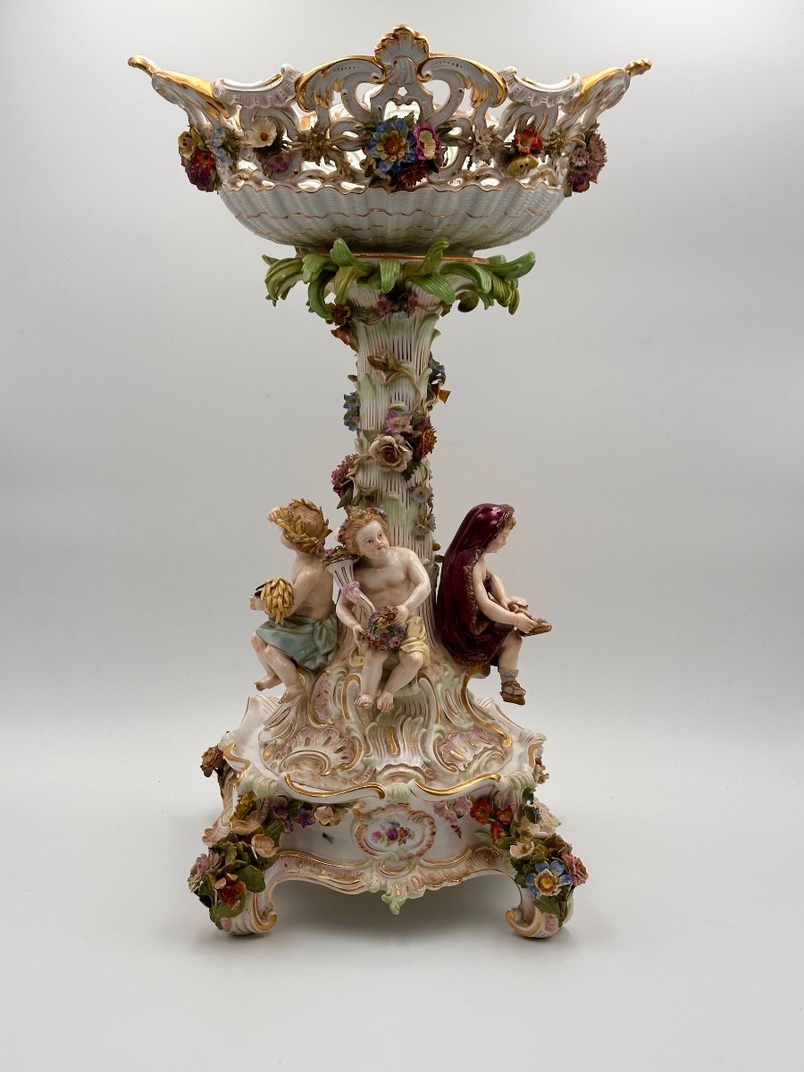 Antico Meissen porcellana centrotavola vaso.-photo-3