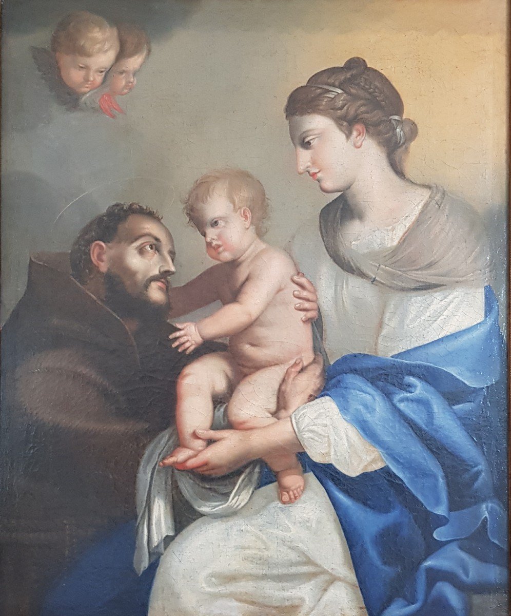 Madonna con bambino e San Francesco, Olio su tela, Epoca '700-photo-2