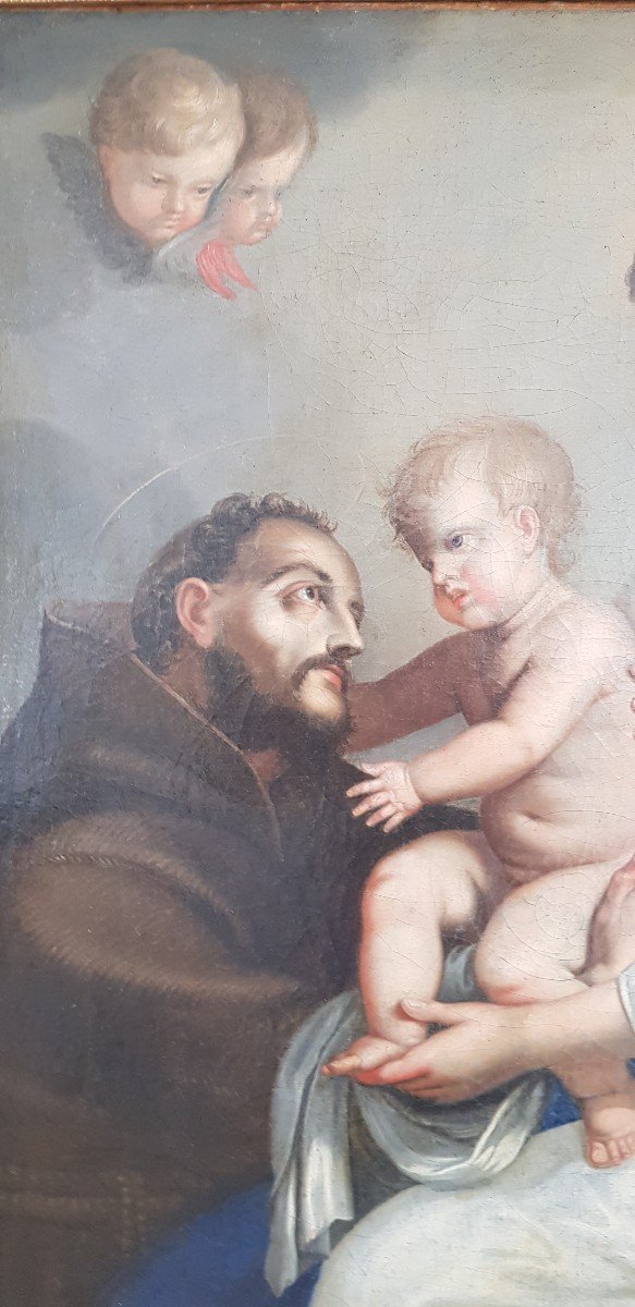 Madonna con bambino e San Francesco, Olio su tela, Epoca '700-photo-3