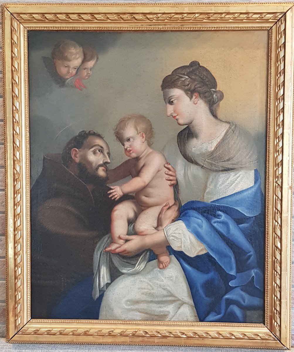 Madonna con bambino e San Francesco, Olio su tela, Epoca '700-photo-2