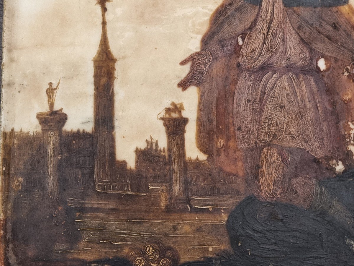 Madonna con Bambino, San rocco, il leone e Venezia, Olio su alabastro, Epoca '400-photo-4