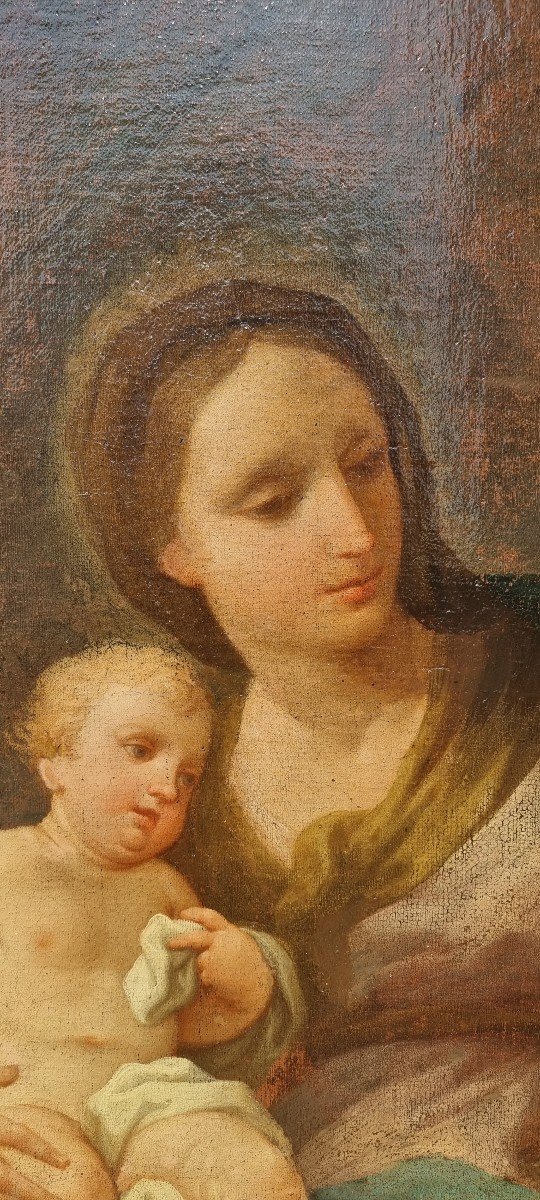 Madonna con bambino e San Francesco, Olio su tela, Epoca '700, Marcantonio Franceschini-photo-1