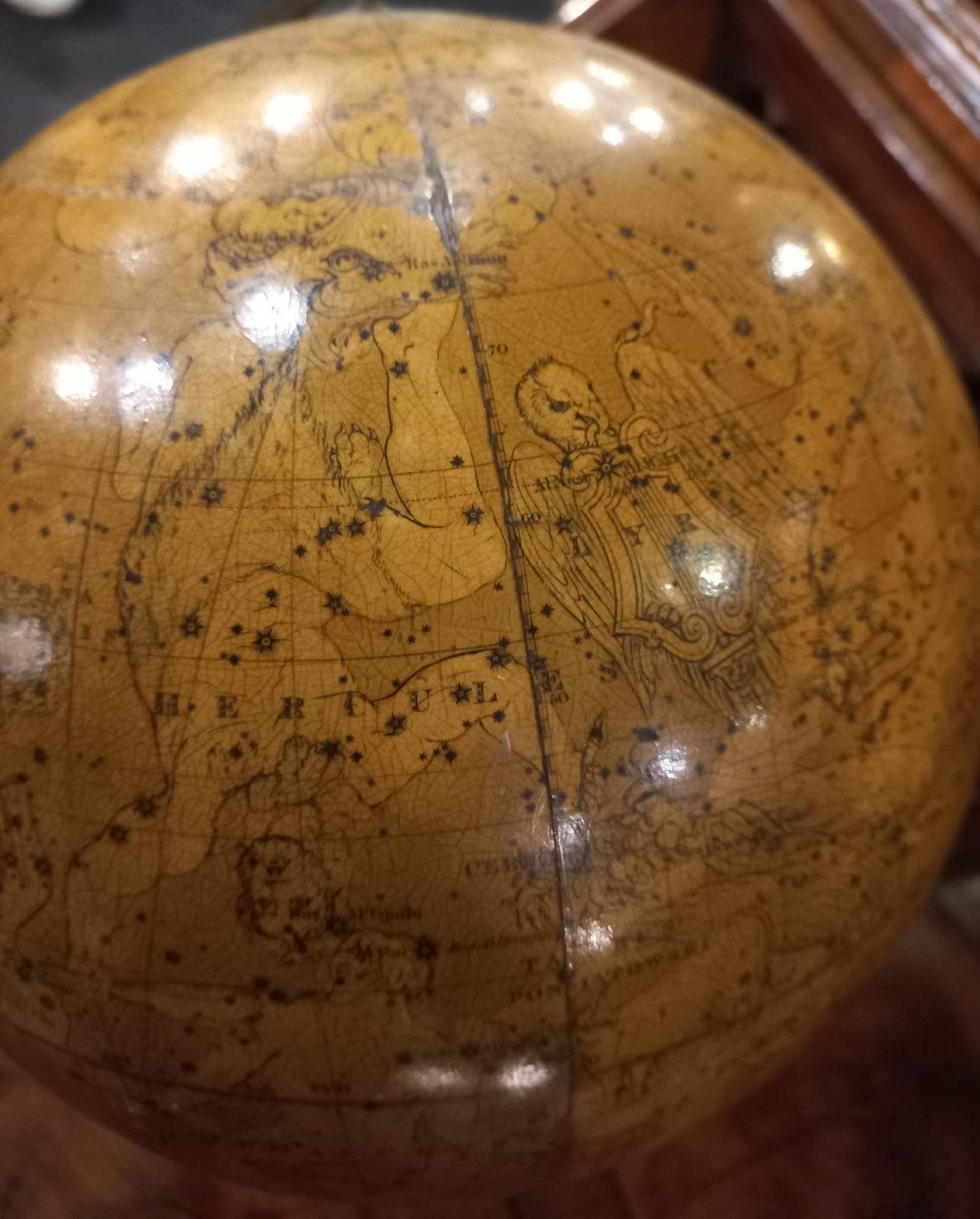 Coppia di mappamondi da tavolo di epoca vittoriana, globo celeste e globo terrestre-photo-4