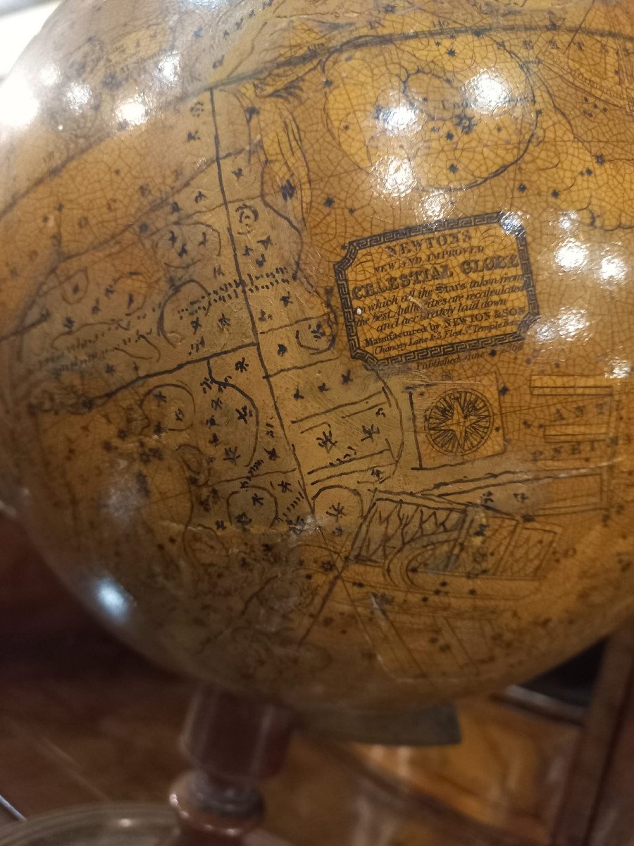Coppia di mappamondi da tavolo di epoca vittoriana, globo celeste e globo terrestre-photo-1