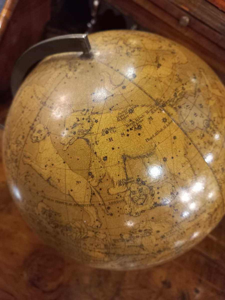 Coppia di mappamondi da tavolo di epoca vittoriana, globo celeste e globo terrestre-photo-2
