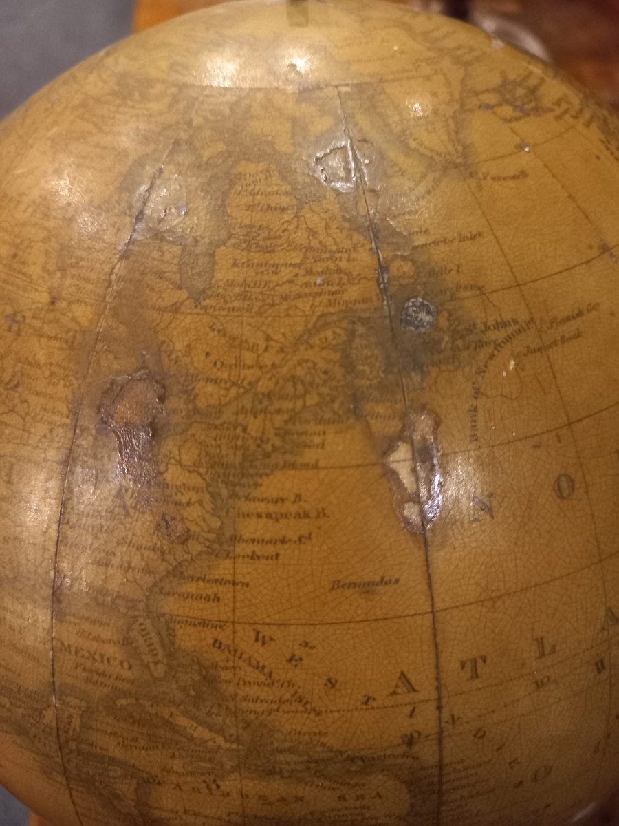 Coppia di mappamondi da tavolo di epoca vittoriana, globo celeste e globo terrestre-photo-3