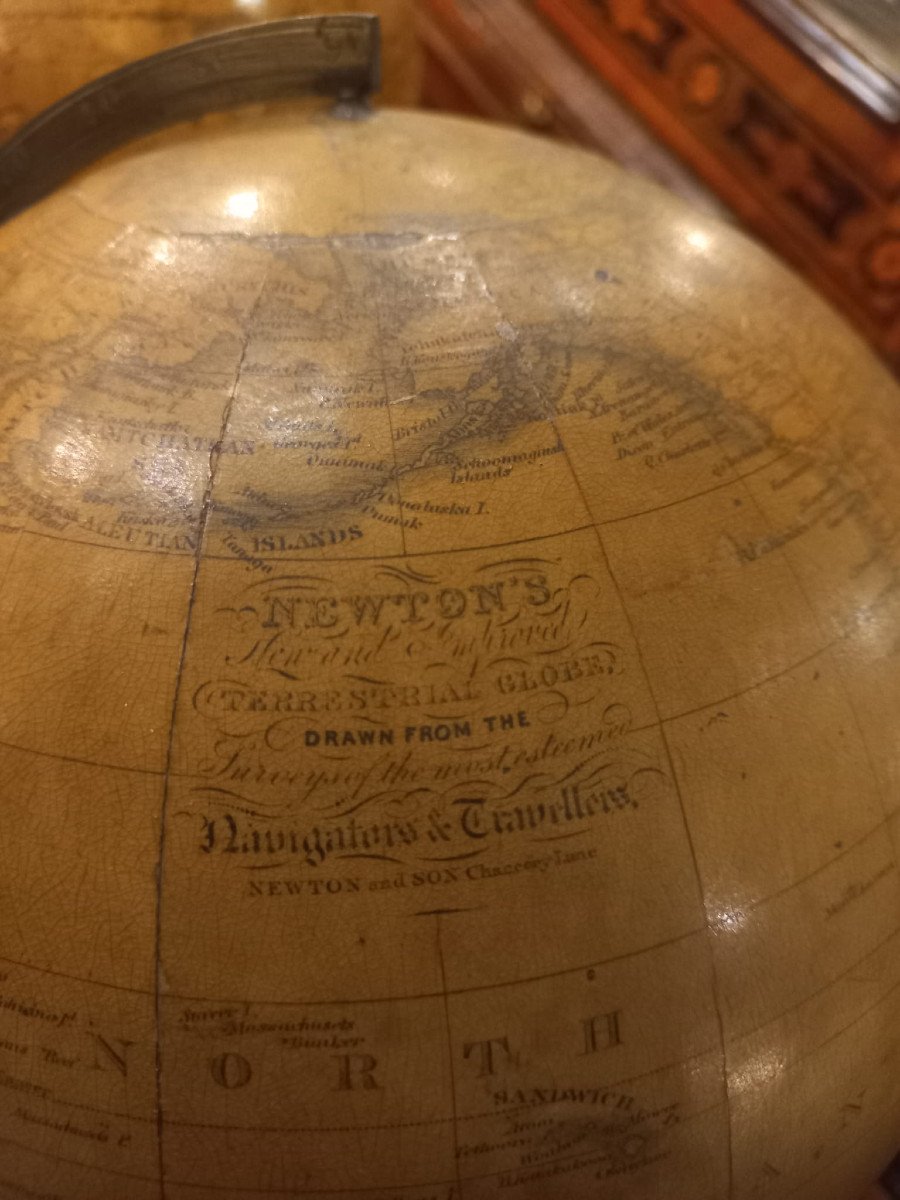 Coppia di mappamondi da tavolo di epoca vittoriana, globo celeste e globo terrestre-photo-5
