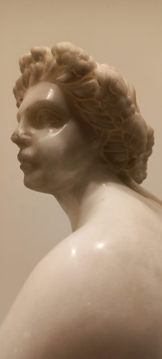 Arianna sulla pantera, scultura in marmo bianco-photo-3