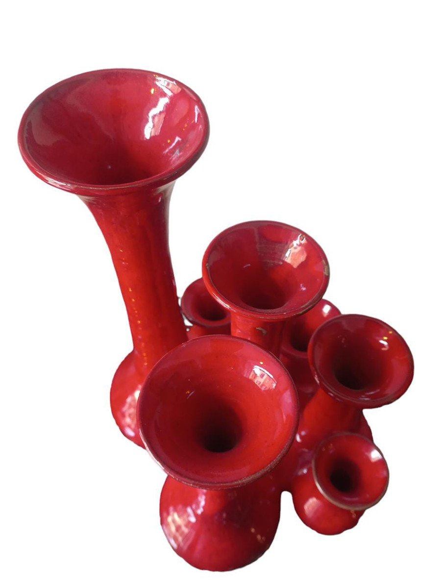 Vaso in terracotta smaltata in rosso-photo-4