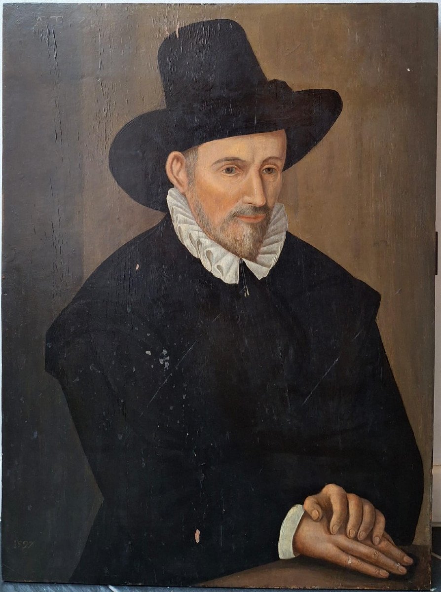 Dipinto raffigurante ritratto di uomo con cappello