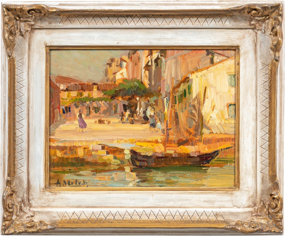 Alessandro Milesi (Venezia 1856 - Venezia 1945) - Il Campiello della Sponza a Venezia.