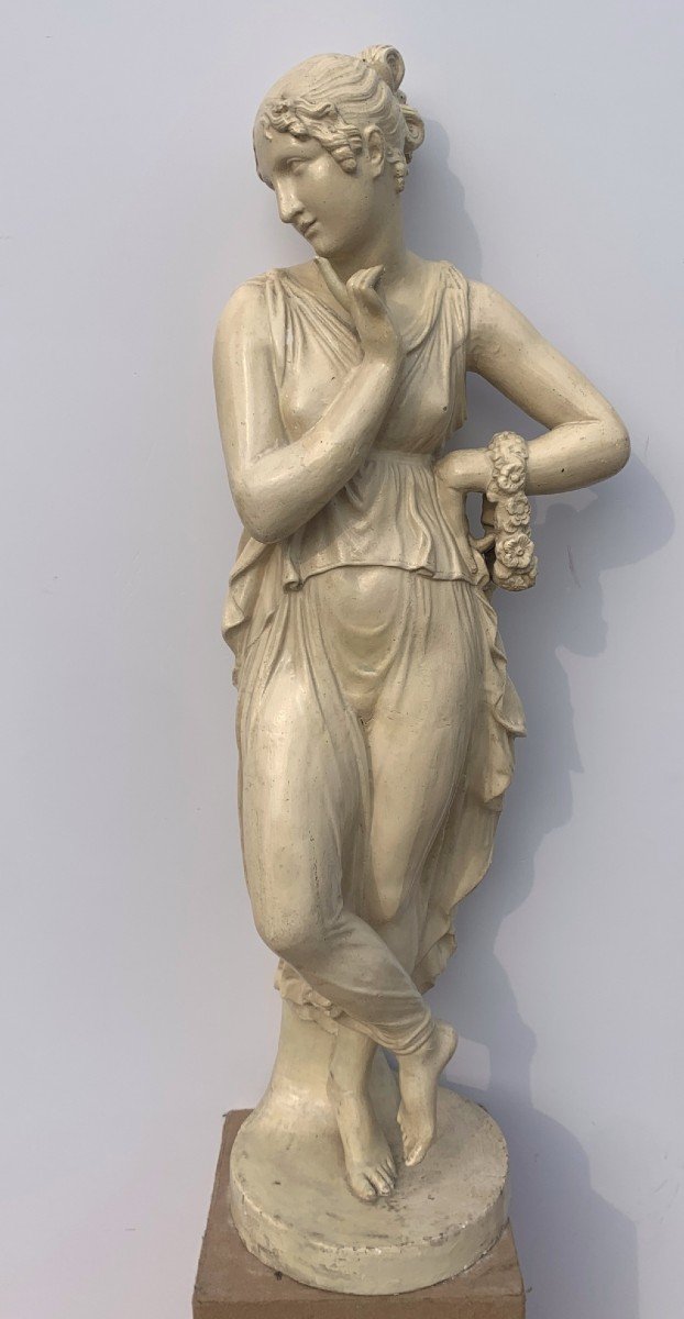 Coppia di sculture in scagliola smaltata - Danzatrici (da Canova). Italia, XIX-XX secolo.-photo-4