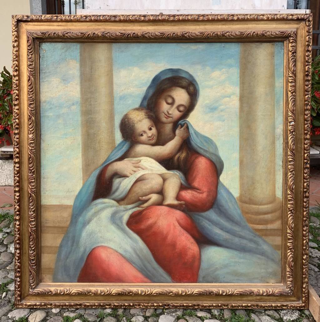 Pittore italiano (XIX sec.) - Madonna col Bambino.-photo-2