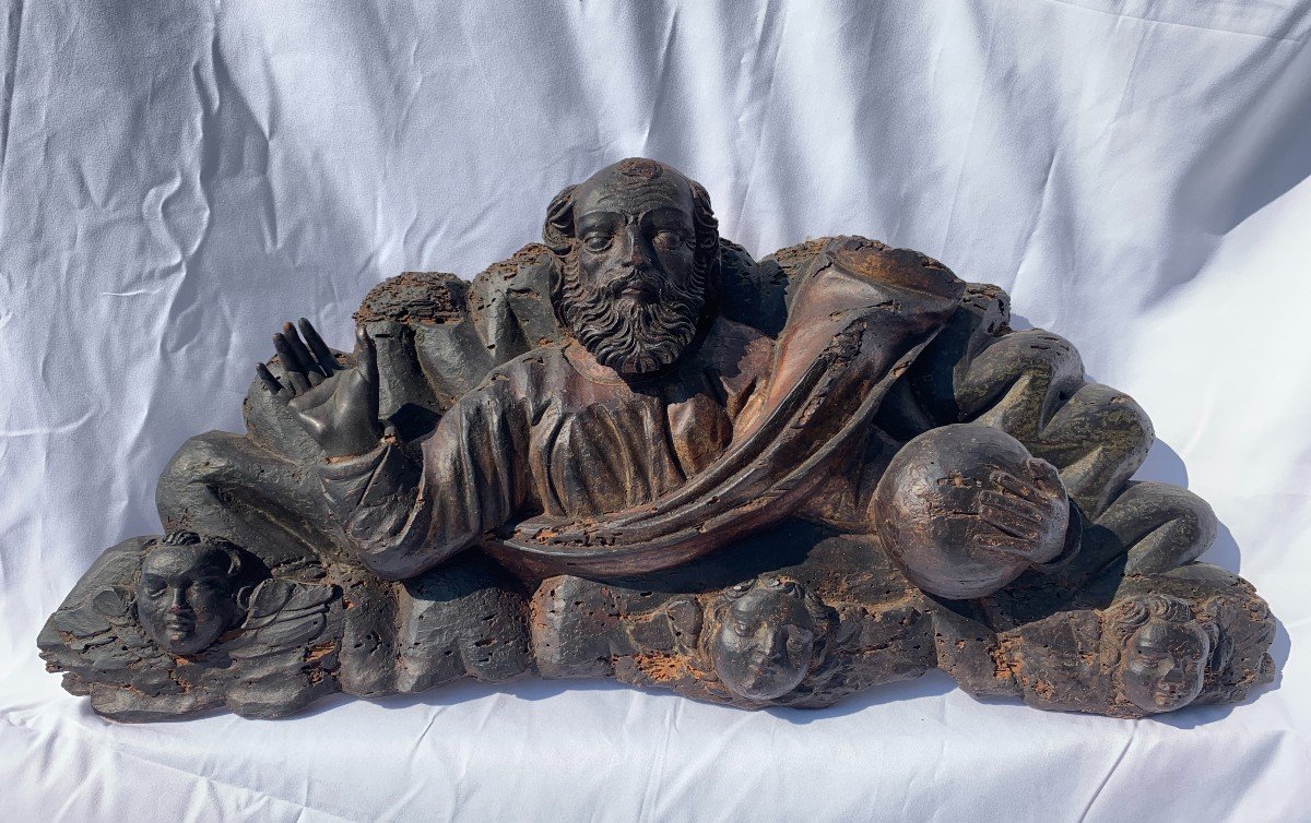 Scultura in legno intagliato - Dio Padre benedicente - Italia, XVII sec.-photo-2