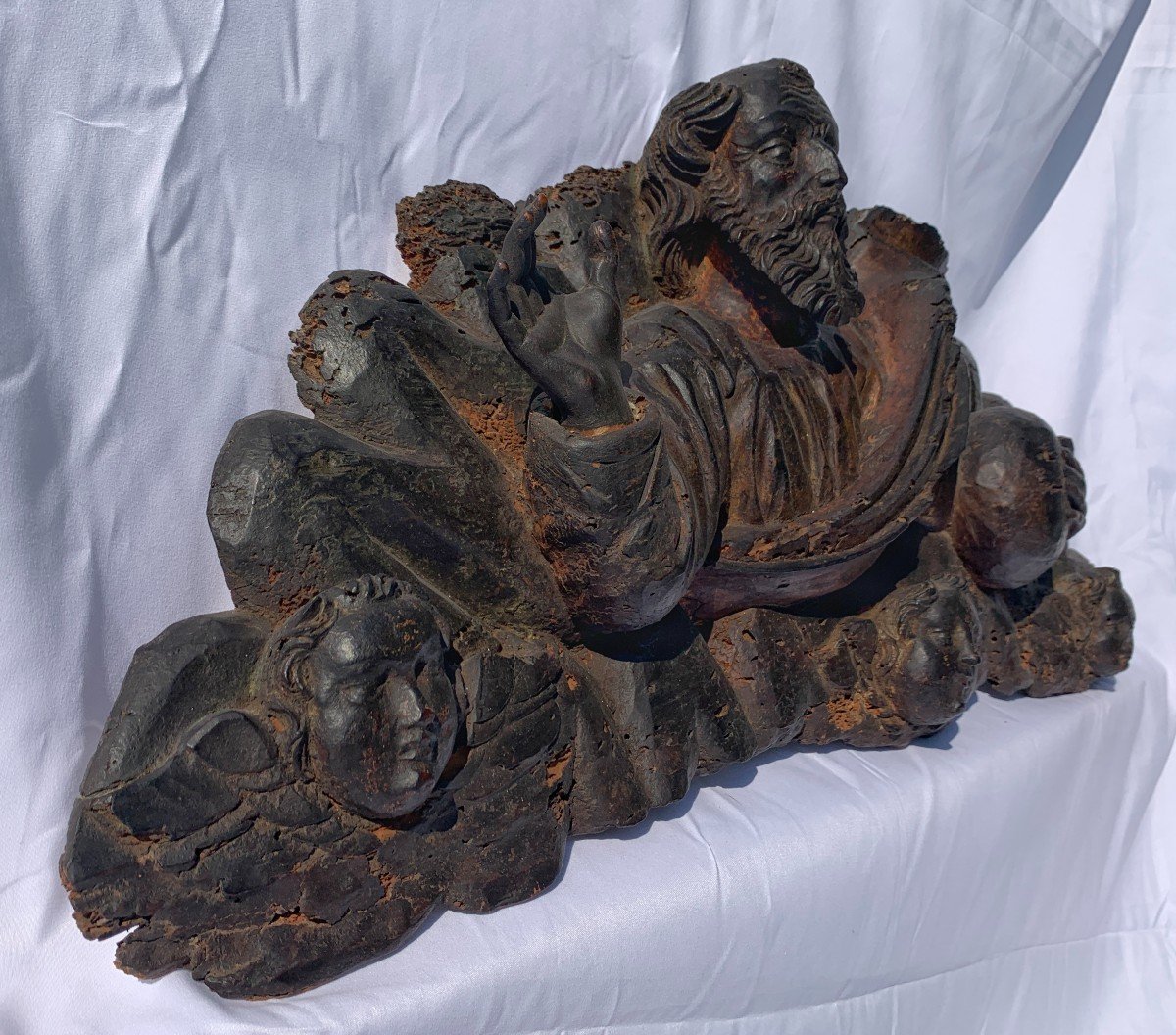 Scultura in legno intagliato - Dio Padre benedicente - Italia, XVII sec.-photo-4