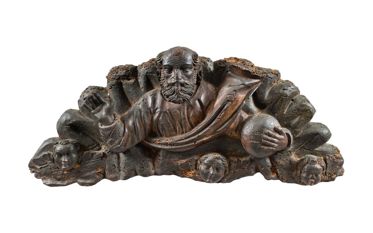 Scultura in legno intagliato - Dio Padre benedicente - Italia, XVII sec.