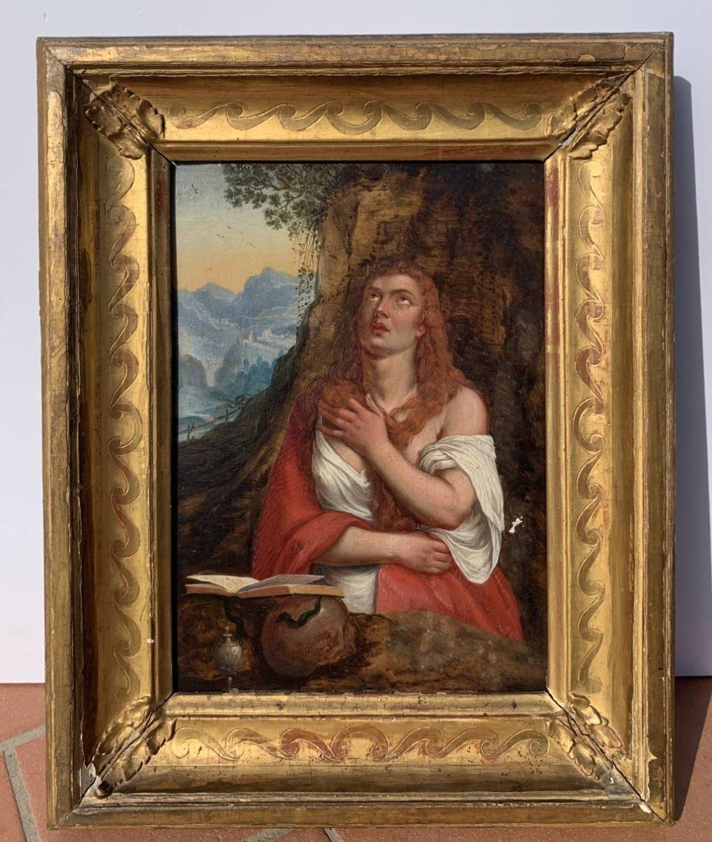 Seguace di Tiziano Vecellio (XVIII sec.) - Maddalena penitente.-photo-2