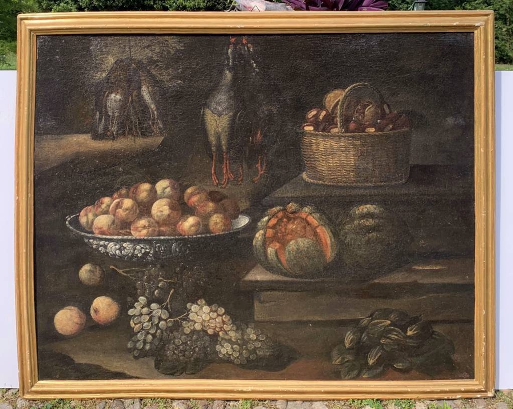 Maestro italiano (inizi XVII sec.) - Natura morta con frutta, verdura e cacciagione.-photo-3