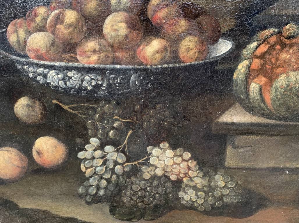 Maestro italiano (inizi XVII sec.) - Natura morta con frutta, verdura e cacciagione.-photo-1