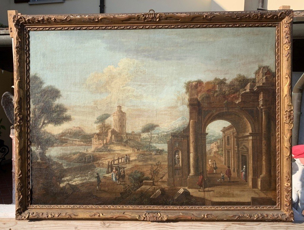 Francesco Battaglioli (Modena 1710 ca. - Venezia post 1796) - Capriccio architettonico.-photo-1