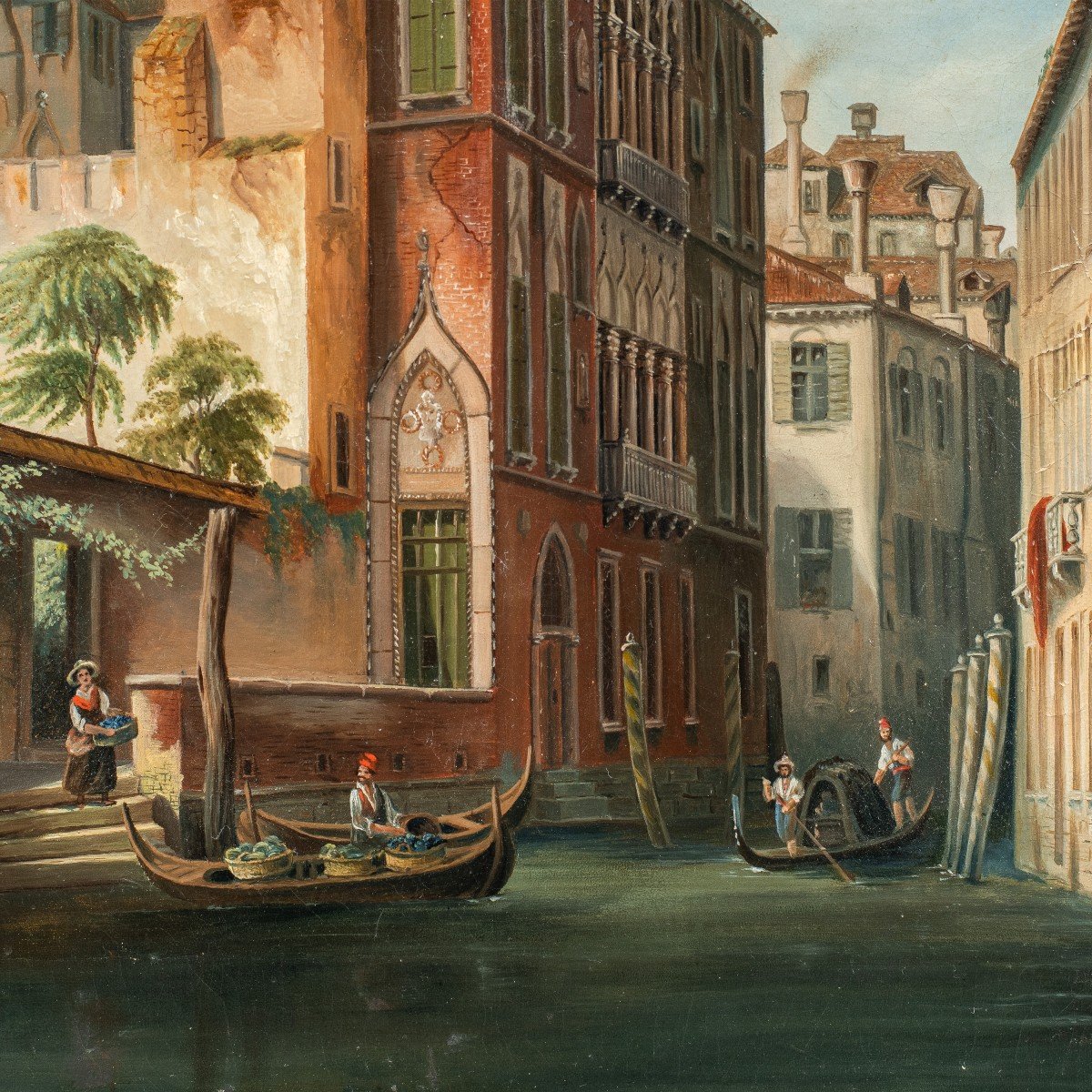 Pittore veneziano datato 1869 - Venezia, veduta di Palazzo Sanudo Soranzo van Axel ai Miracoli-photo-2