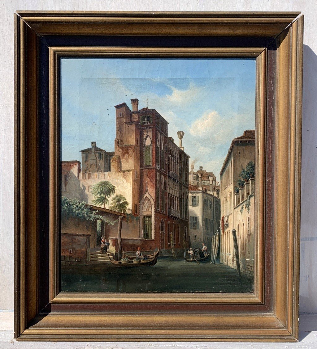 Pittore veneziano datato 1869 - Venezia, veduta di Palazzo Sanudo Soranzo van Axel ai Miracoli-photo-4