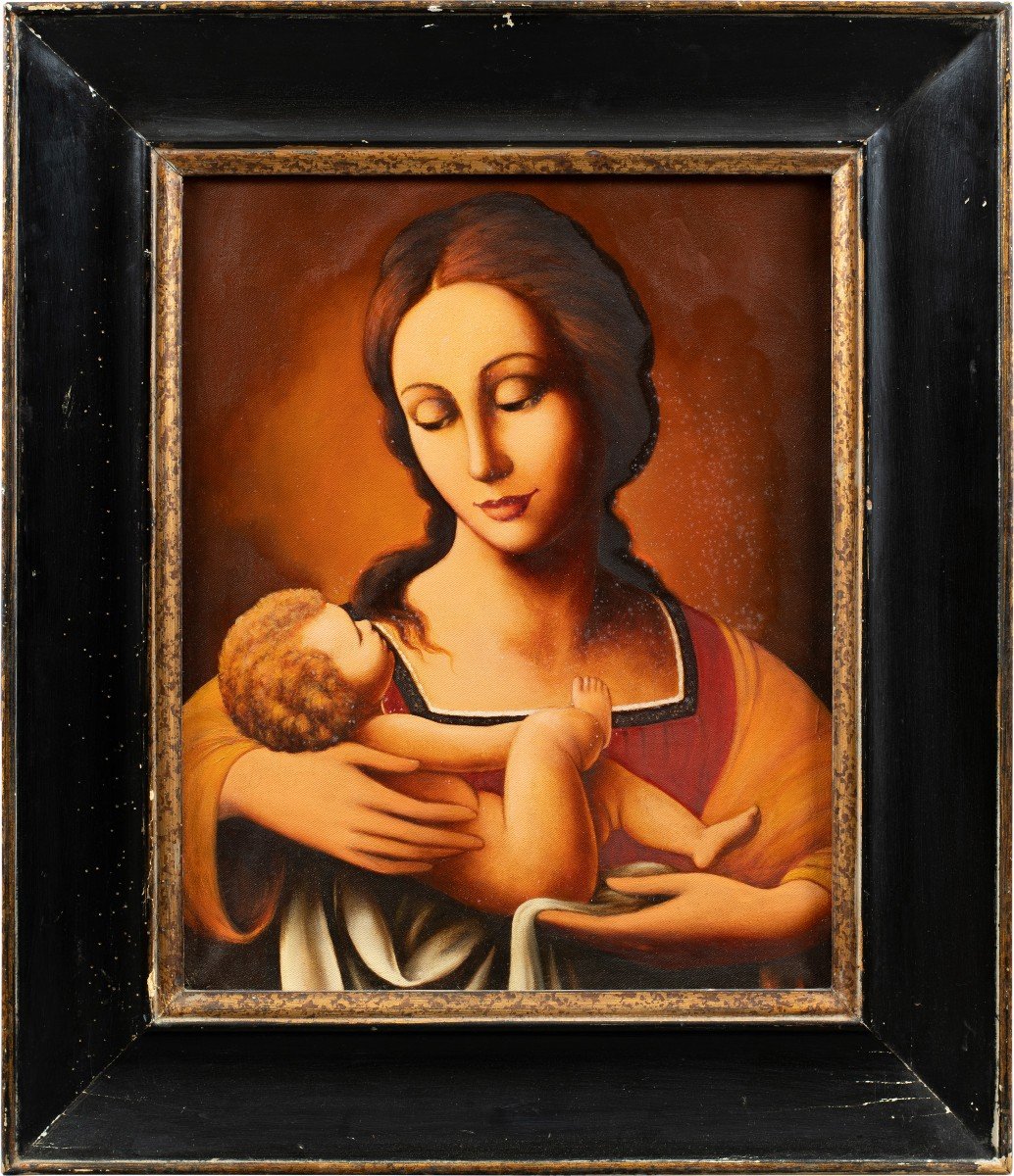 Pittore italiano (XIX-XX sec.) - Madonna con Bambino.