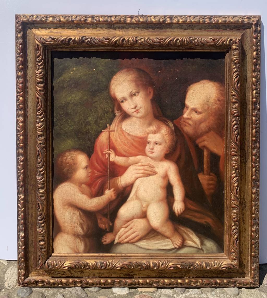 Pittore italiano (XVIII-XIX sec.) - Sacra Famiglia con S. Giovannino.-photo-1