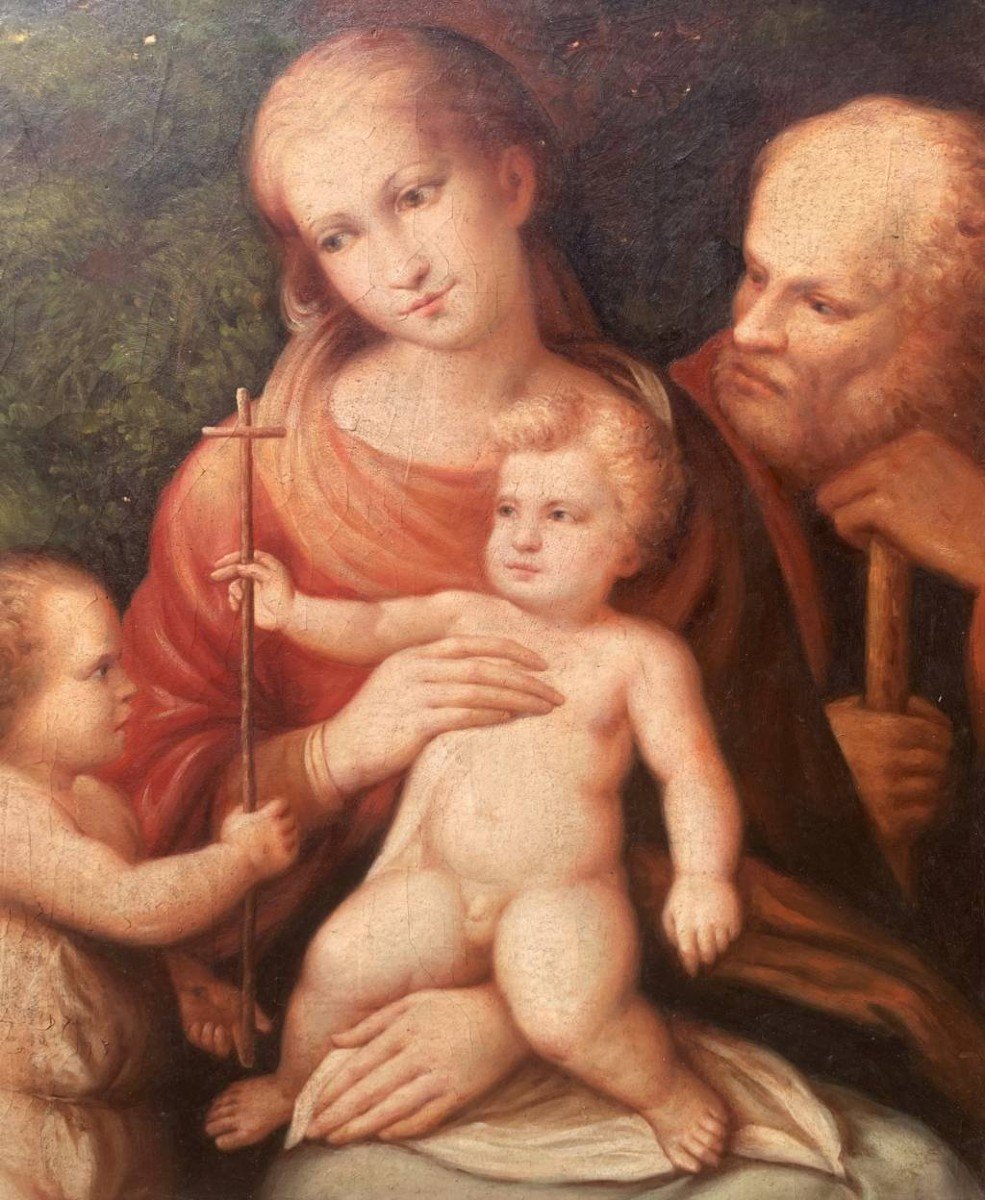 Pittore italiano (XVIII-XIX sec.) - Sacra Famiglia con S. Giovannino.-photo-2