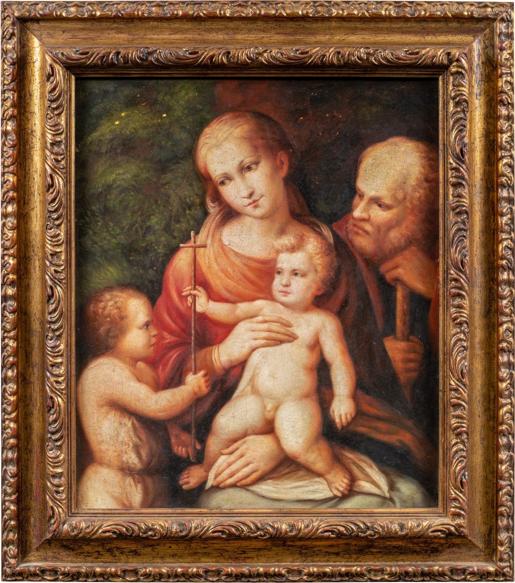 Pittore italiano (XVIII-XIX sec.) - Sacra Famiglia con S. Giovannino.