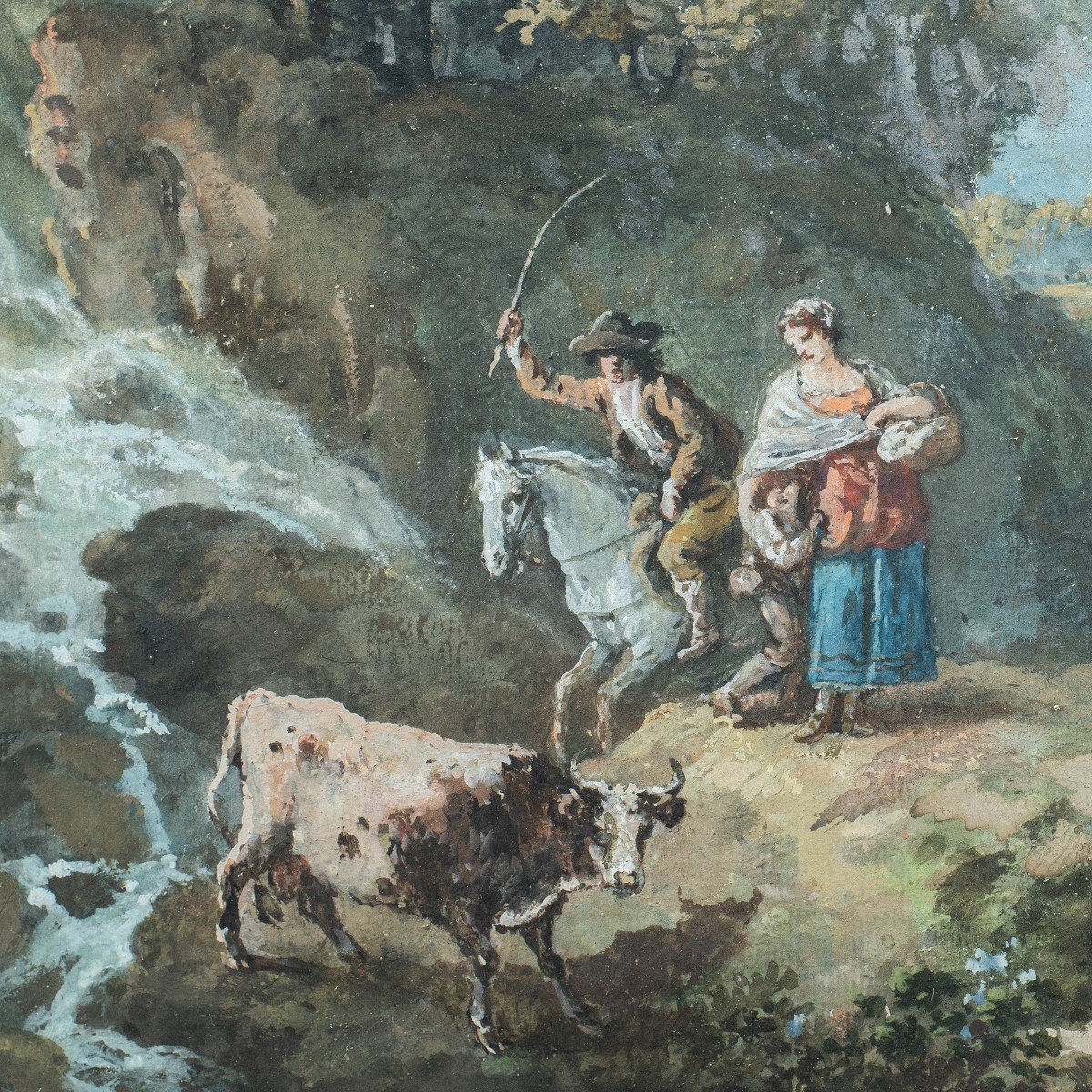 Francesco Zuccarelli (Pitigliano 1702 - Firenze 1788) - Paesaggio fluviale con pastori e arment-photo-2