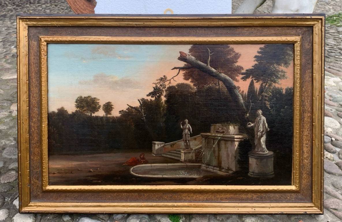 Jan Blom (Amsterdam 1622 - Amsterdam 1685) - Giardino di villa con fontana.-photo-4