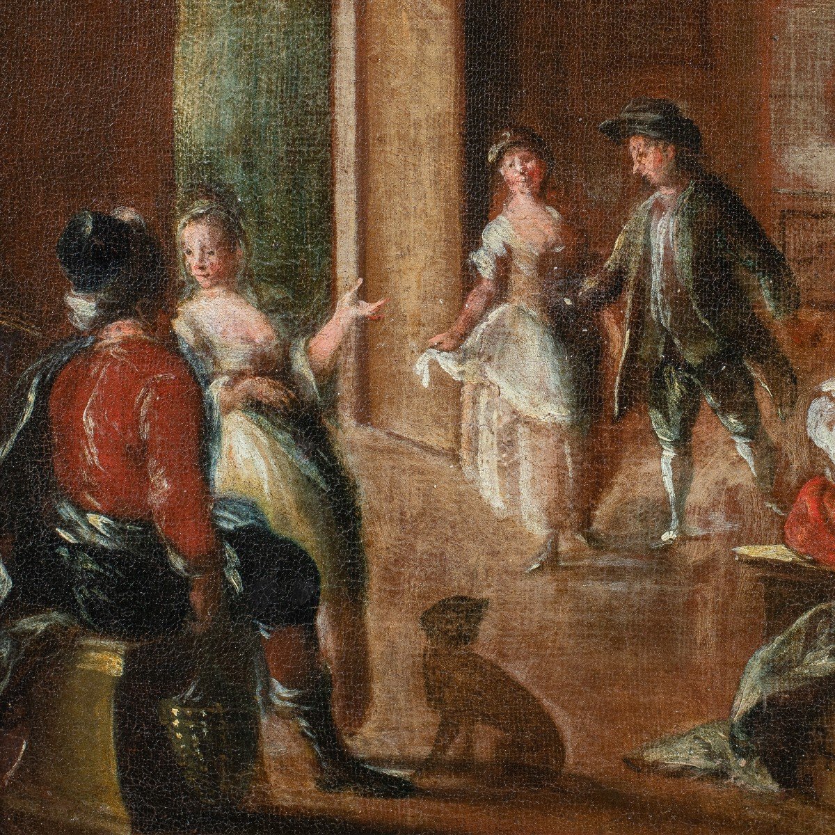 Lorenzo Gramiccia (Cave 1702/1704 - Venezia 1795) - Interni di palazzo con scena di ballo.-photo-3