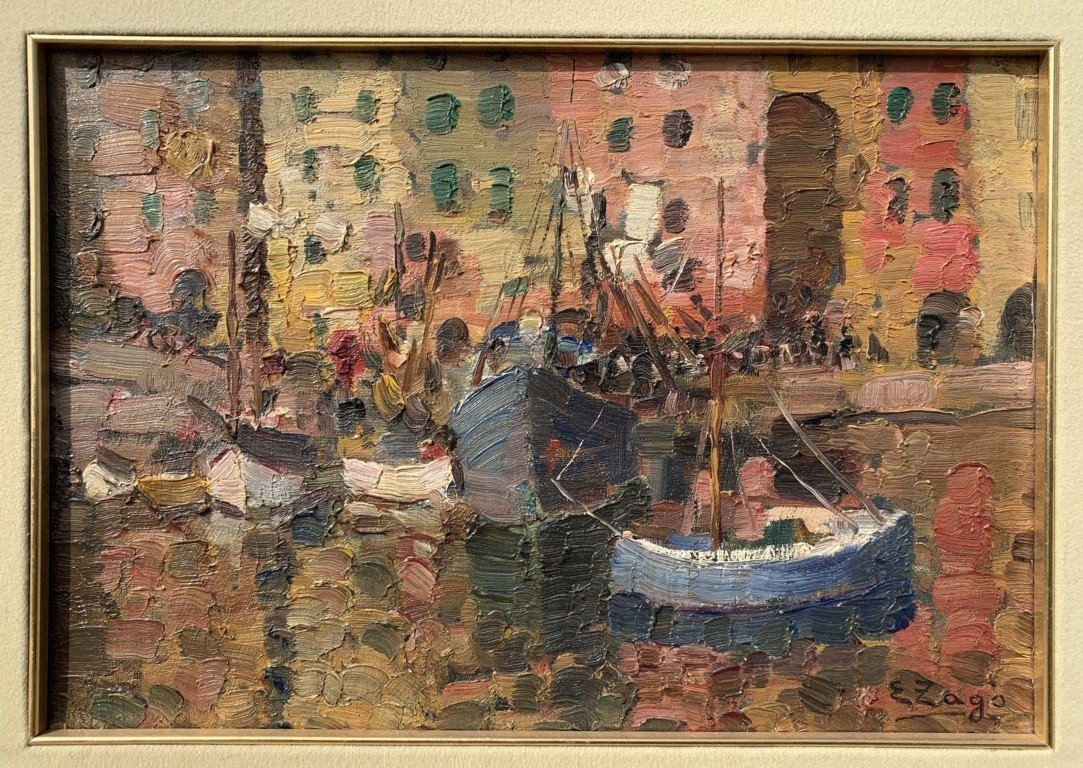 Erma Zago (Bovolone 1880 - Milano 1942) - Il porto di Genova.-photo-4