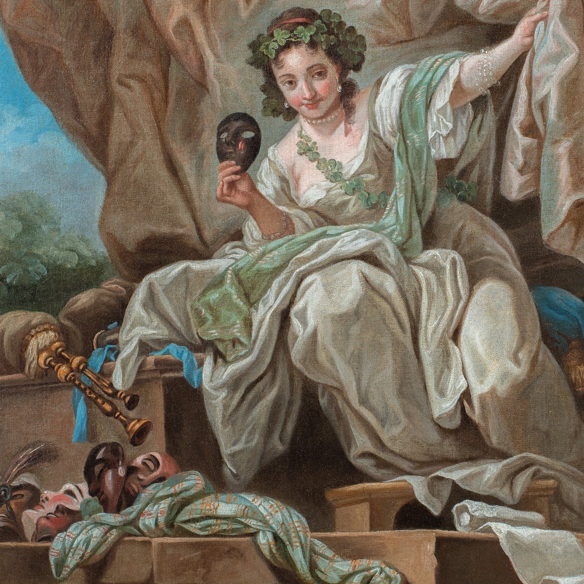 Charles-André van Loo (Nizza 1705 - Parigi 1765) cerchia di - Allegoria della Commedia.-photo-2