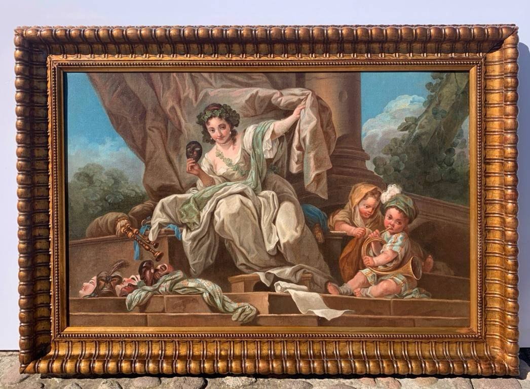 Charles-André van Loo (Nizza 1705 - Parigi 1765) cerchia di - Allegoria della Commedia.-photo-1