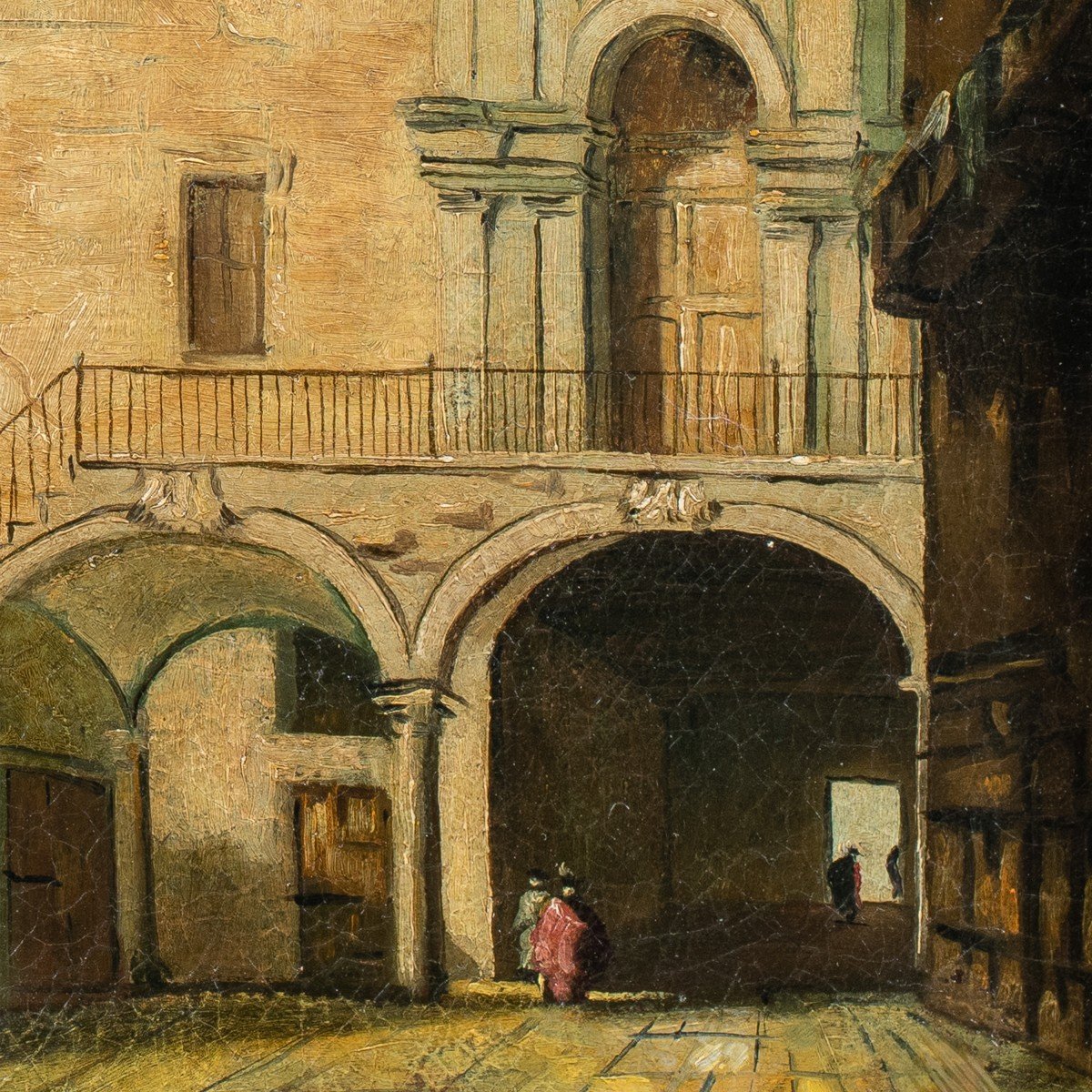 Francesco Guardi (Venezia 1712 - Venezia 1793) seguace di - Portico Veneziano.-photo-3