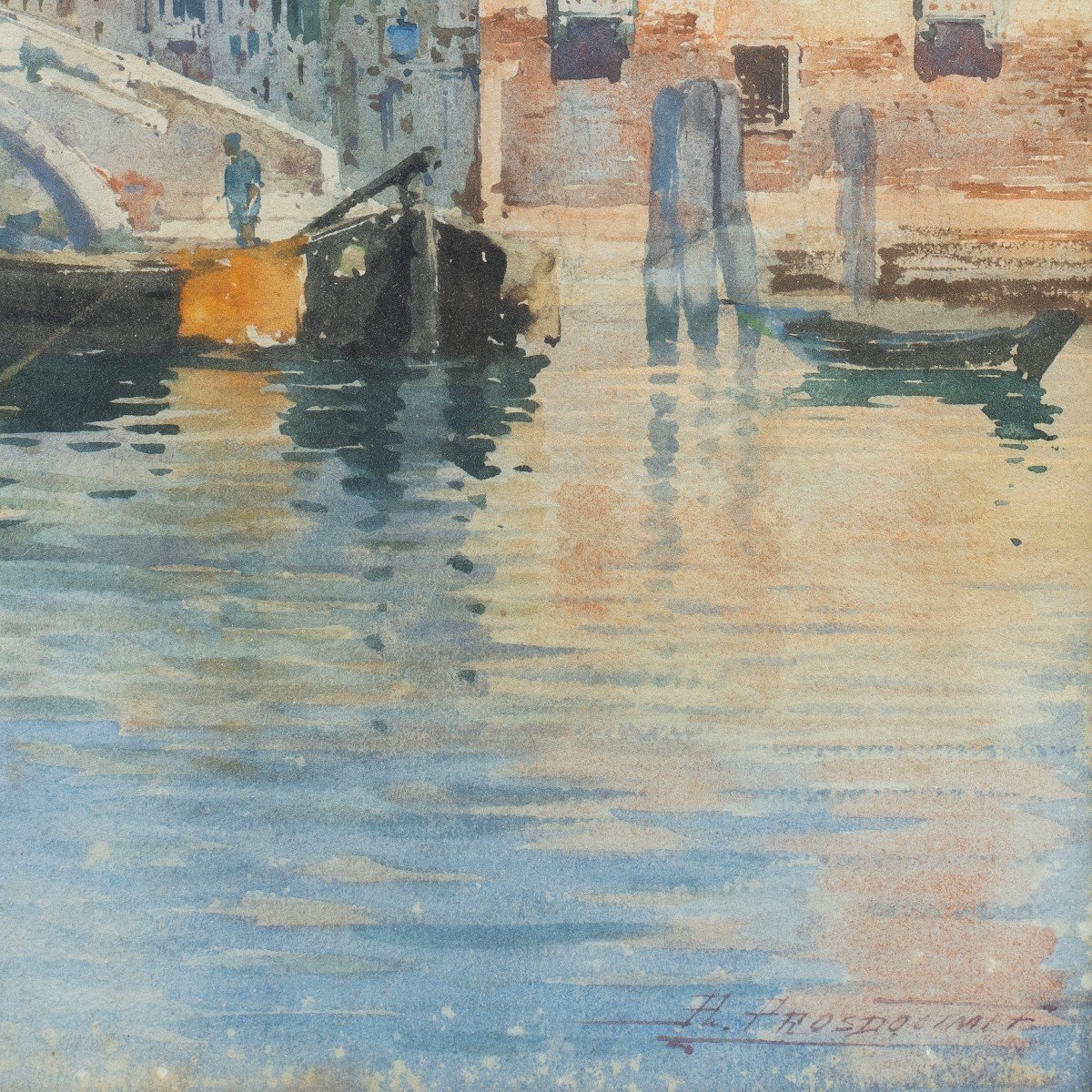 Alberto Prosdocimi (Venezia 1852 - Venezia 1925) - Scorcio di Venezia.-photo-2