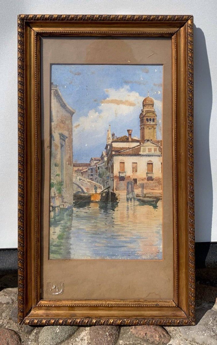 Alberto Prosdocimi (Venezia 1852 - Venezia 1925) - Scorcio di Venezia.-photo-4