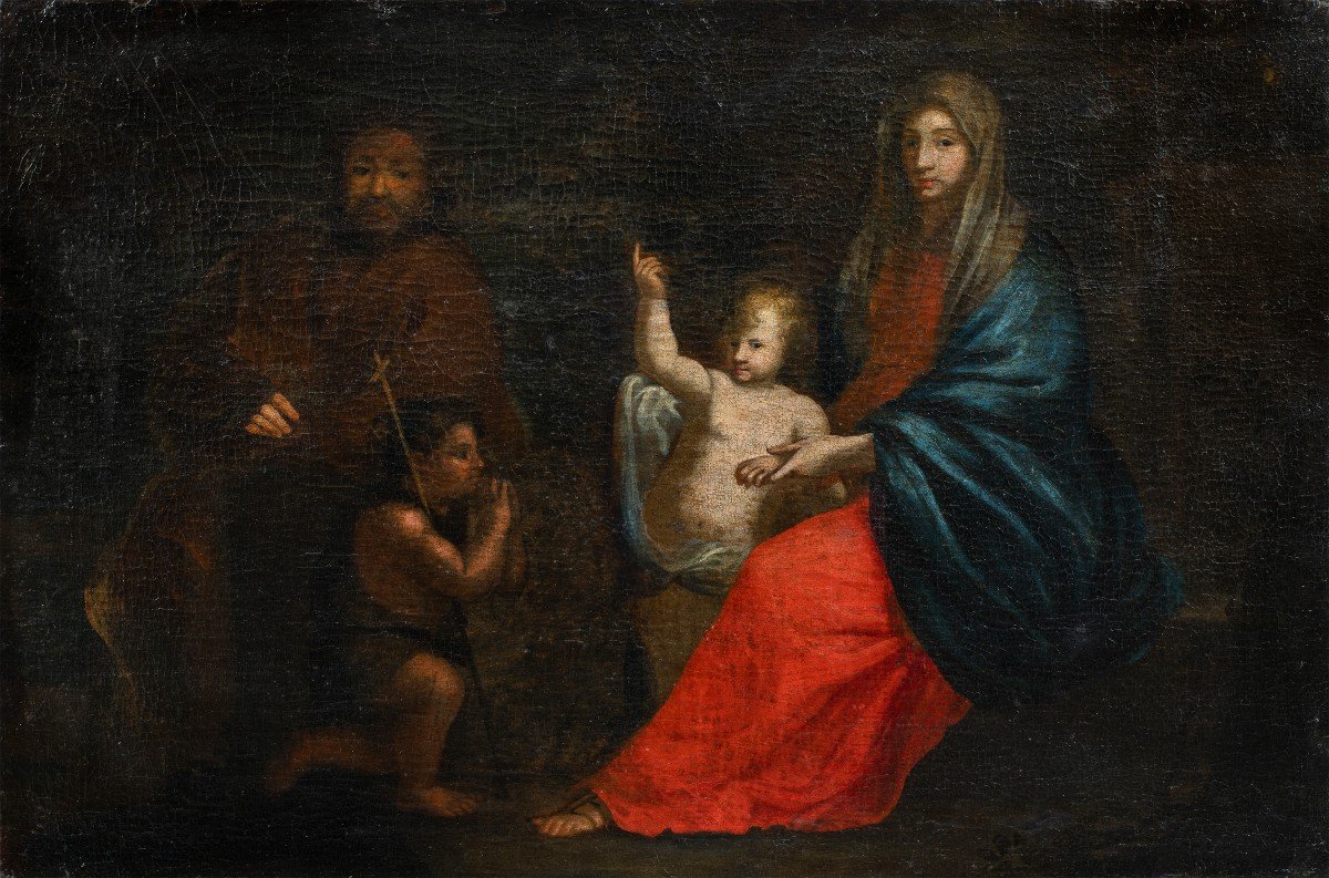 Maestro italiano (XVII sec.) - Sacra Famiglia con S. Giovannino.