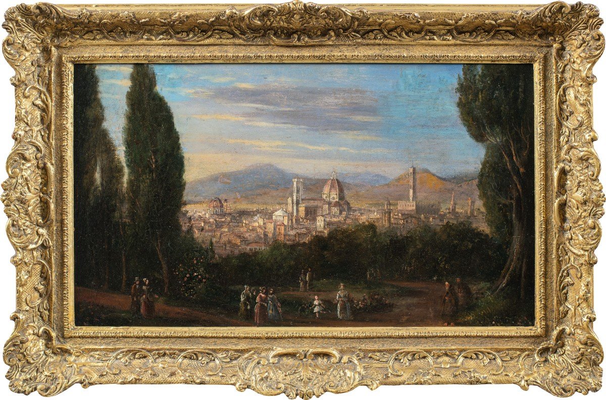 Pittore fiorentino (XVIII-XIX sec.) - Veduta di Firenze da Piazzale Michelangelo.