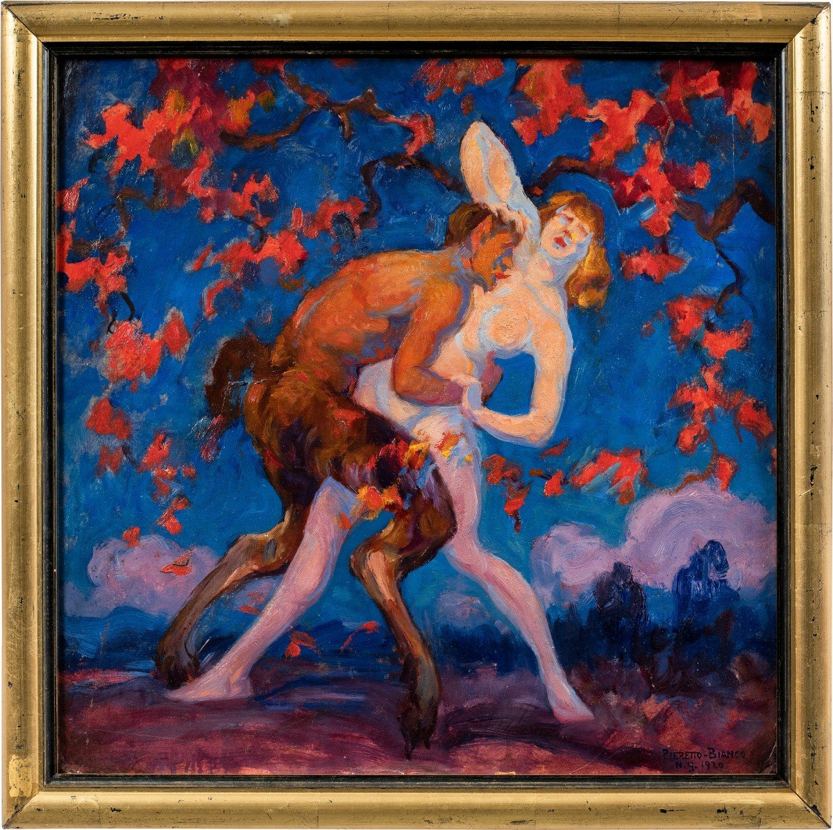 Pietro Bianco Bortoluzzi, detto Pieretto Bianco (Trieste 1875 - Bologna 1937) - Satiro e ninfa