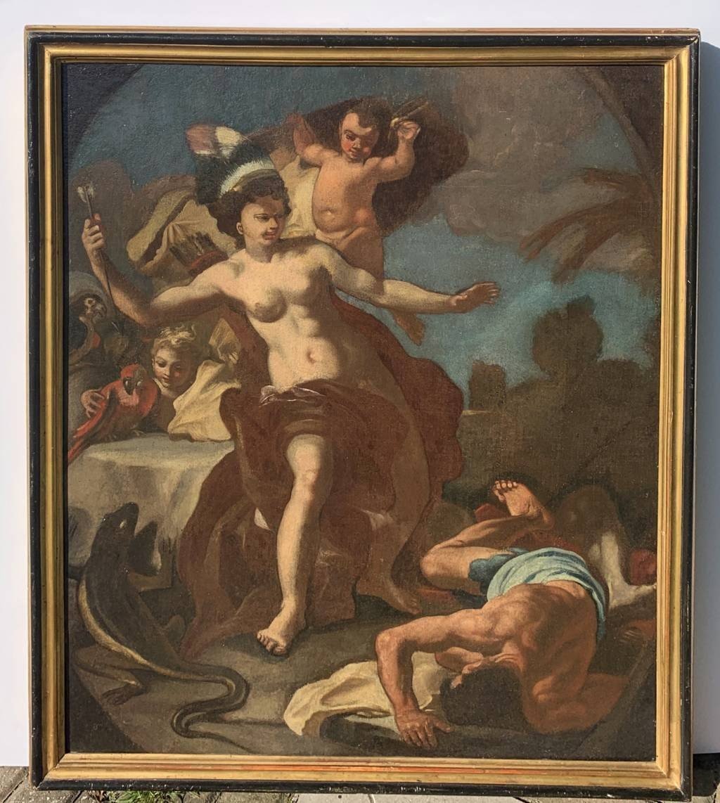 Cerchia di Francesco Solimena (XVII-XVIII sec.) - Allegoria dell’America.-photo-1