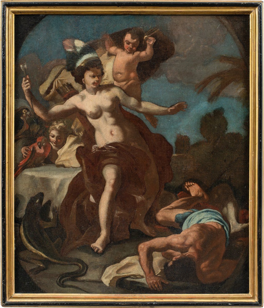 Cerchia di Francesco Solimena (XVII-XVIII sec.) - Allegoria dell’America.